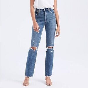 Abercrombie 90s Straight Ultra High Rise Jeans Medium Destroy 29 / 8 short